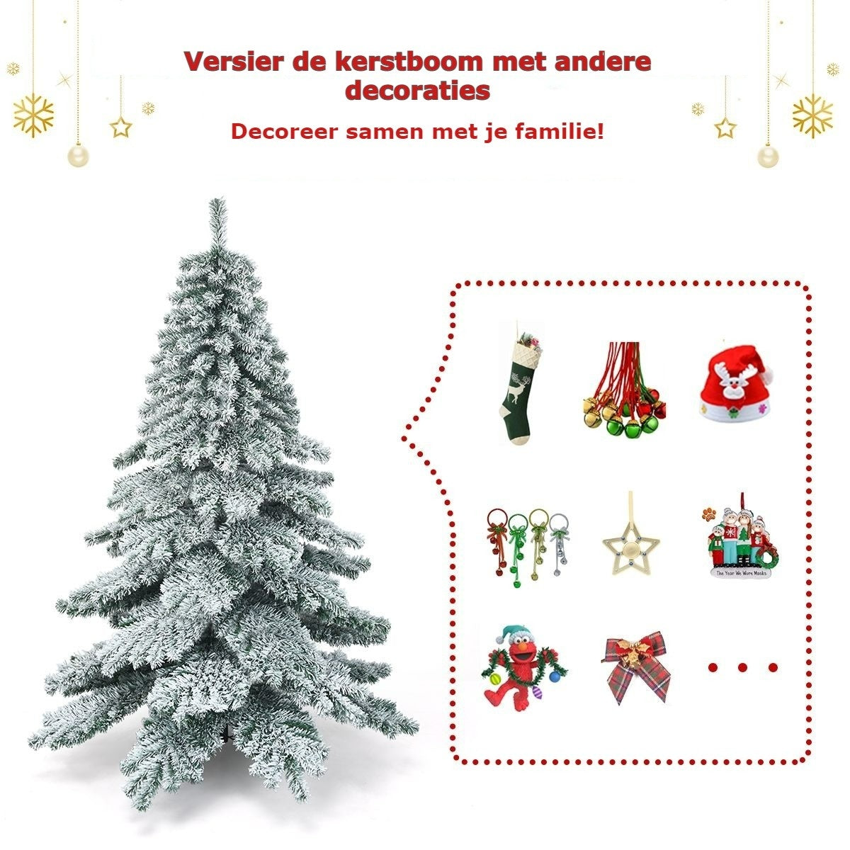 Coast Arbre de Noël - Avec flocons de neige - Vert + Blanc - 180 cm