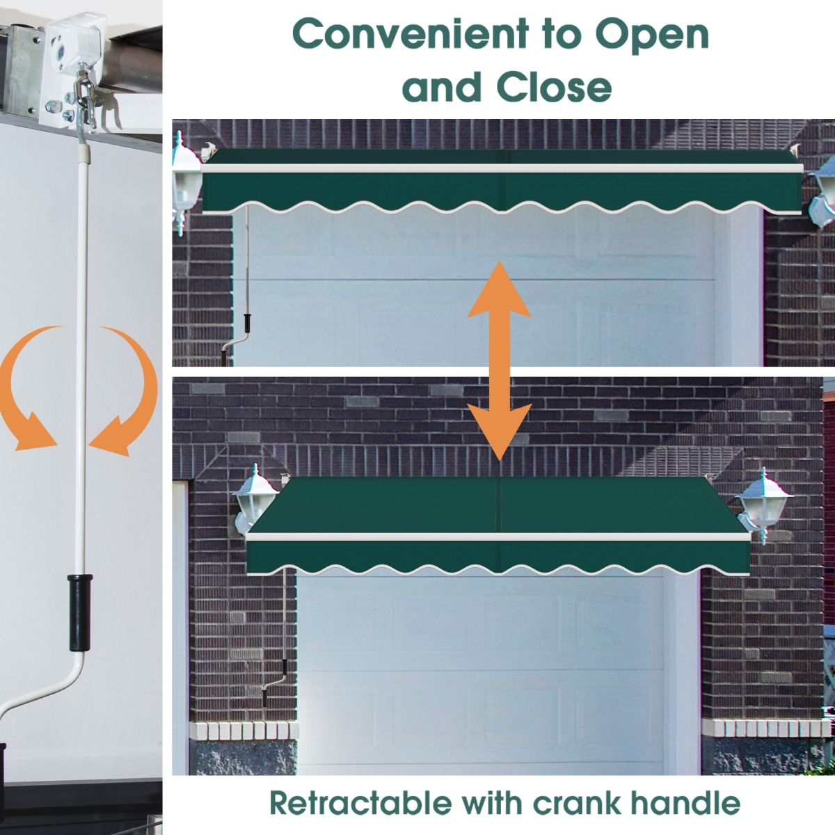 Coast Sunshade 295x250 cm Green - Extension manuelle, Angle réglable 40°-100°, Pas de perçage, Cadre en aluminium