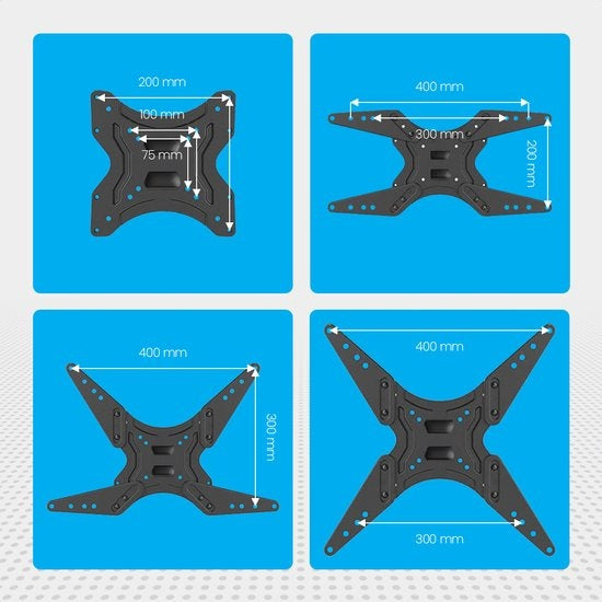 Support TV - Auronic - Rotatif et inclinable - 26 à 55 pouces - jusqu'à 30 KG - Noir