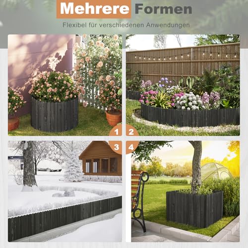 Clôture de jardin en bois flexible Woltu - Anthracite - 203 x 60 cm