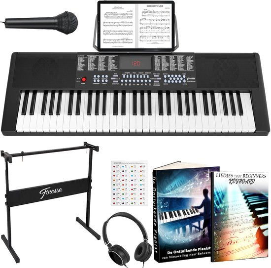 Finesse Keyboard Piano - Stand & Accessories - 61 touches - Digital Piano - Electric Piano - Child