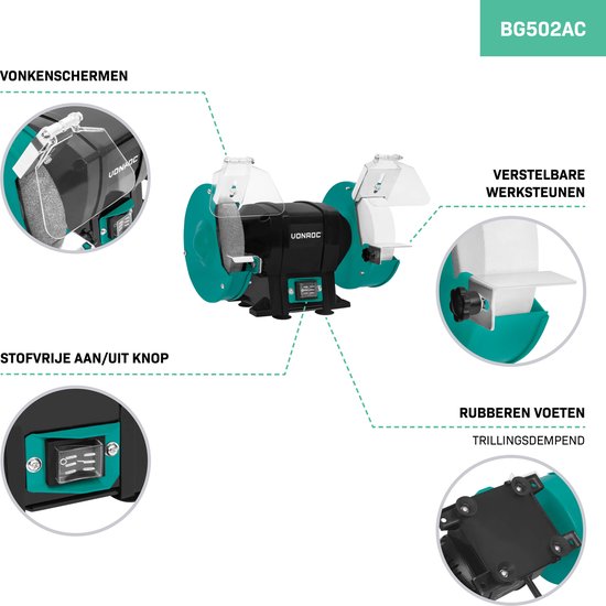 VONROC Meuleuse de table 250W - Ø150mm