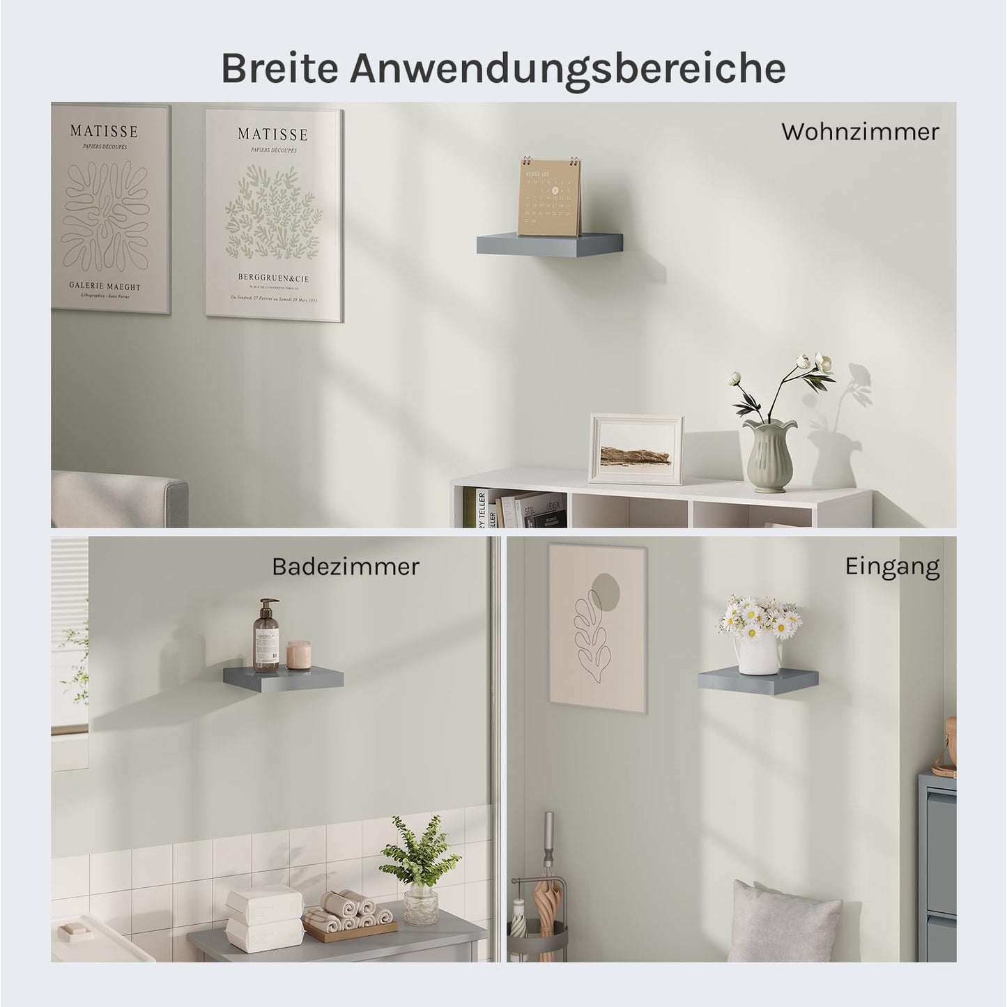 Étagère murale suspendue WOLTU - étagère murale - gris brillant - MDF - 25 x 22,9 x 3,8 cm