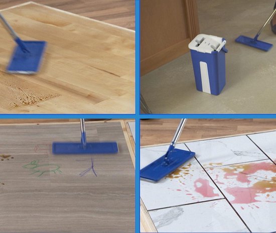Livington Touchless Mop – système de nettoyage sans s'accroupir – serpillière avec seau pour un nettoyage facile et des mains propres – seau de nettoyage de 2,7 litres