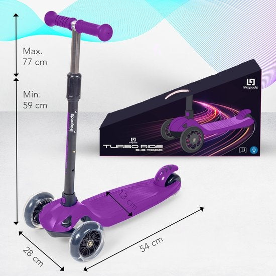 Trotinette LifeGoods - Pour enfants 5 à 8 ans - Hauteur ajustable - Violet