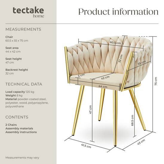tectake Chaise de salle à manger Astano - Velours - Noir
