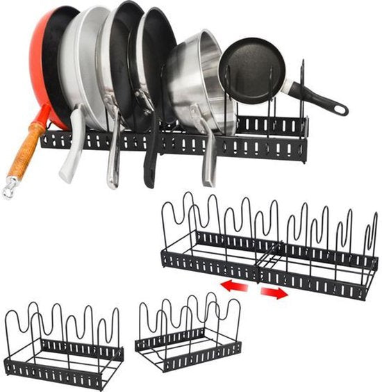 Support à casseroles Nexxt – Fini les piles de casseroles – Réglable et extensible – Organiseur à 7 compartiments
