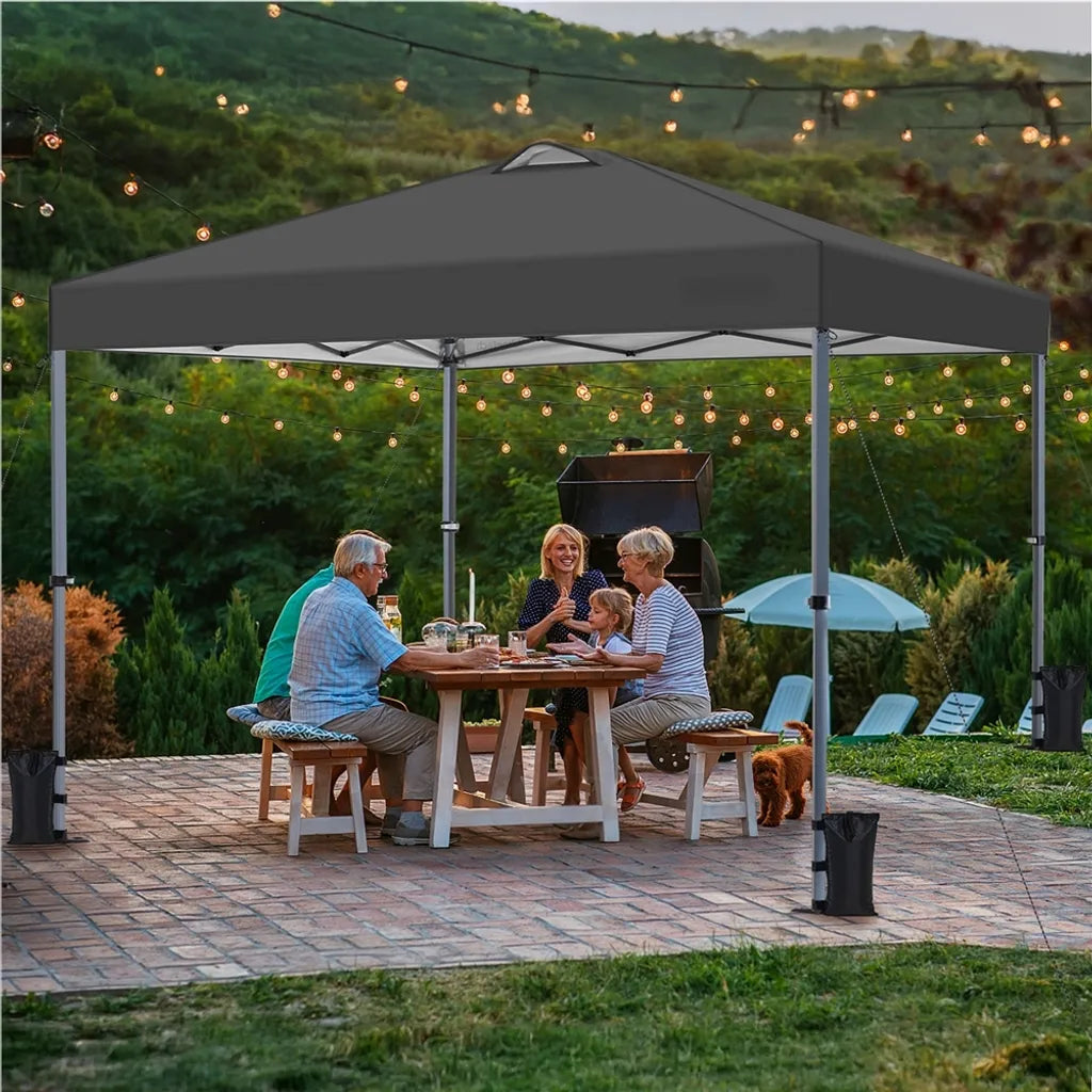 Tente de fête Yaheetech - 3 x 3 m - Avec paroi latérale - Réglable de 171 à 266 cm - Imperméable - Gris foncé