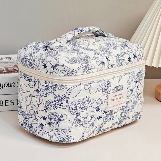 Skycases Travel Essentials - Trousse de maquillage 3 pièces - Coton écologique - Organisateurs floraux matelassés - Spacieuse, durable et idéale pour les voyages