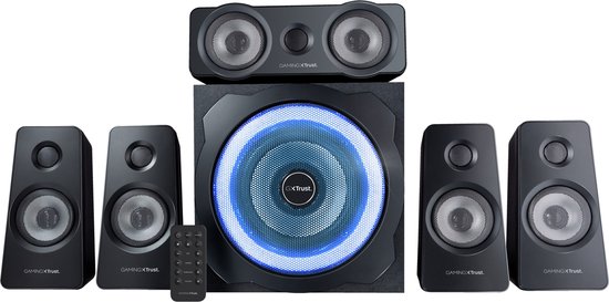 Trust GXT 658 Tytan - Ensemble d'enceintes gaming - Son surround 5.1 - Puissance de crête de 180 W - Noir