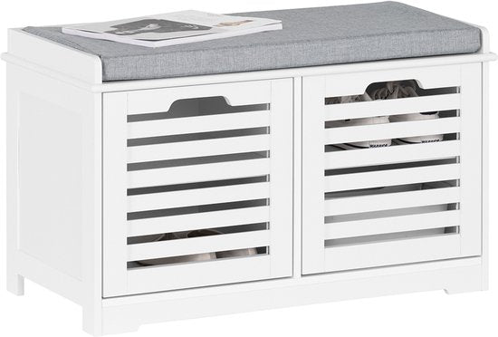 SoBuy FSR23-II-W Banc d'entrée - Banc à chaussures blanc avec rangement