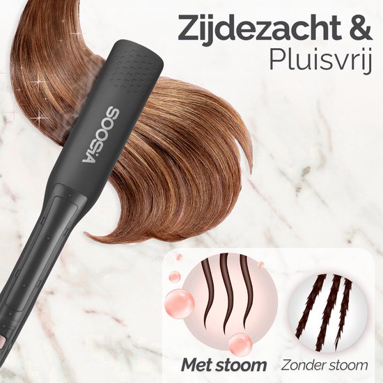 Soosia SteamStyler - Fer à lisser et à friser à vapeur - Technologie vapeur - Réglable de 100°C à 230°C