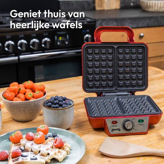 Gadgy Wafelijzer - Wafelmaker 2 Wafels per keer - Waffle Maker - Anti-Aanbaklaag - 1000 Watt - Regelbare Thermostaat