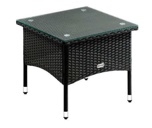 Table d'appoint Casaria en polyrotin noir 50 x 50 x 45 cm