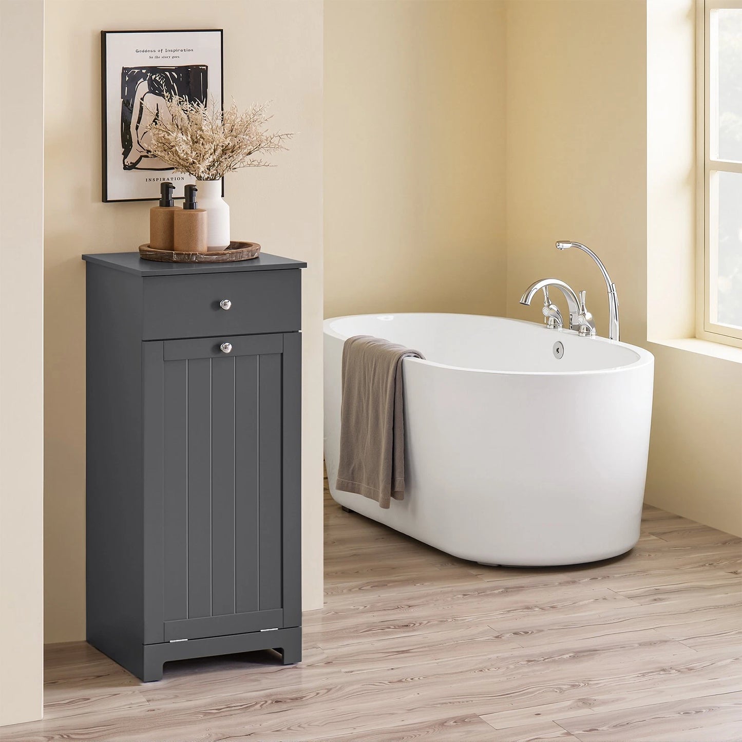 SoBuy Meuble à linge - Panier à linge - Tiroir - Gris - 40 x 38 cm
