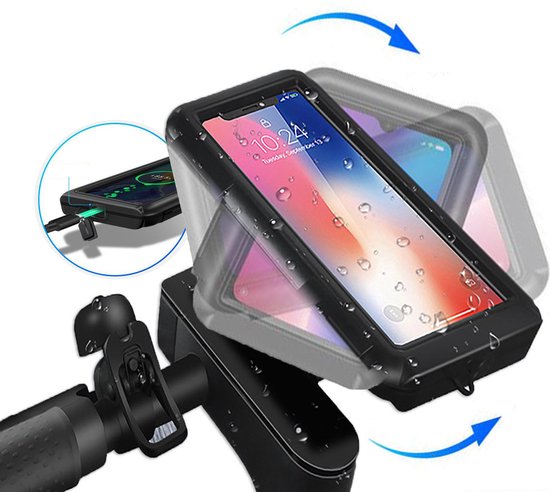 Fuegobird Bicycle Mobile Phone Holder Waterproof Support Universal Gps Bicycle Mobile Phone Holder -Anti Shock &360 degree rotatable - noir