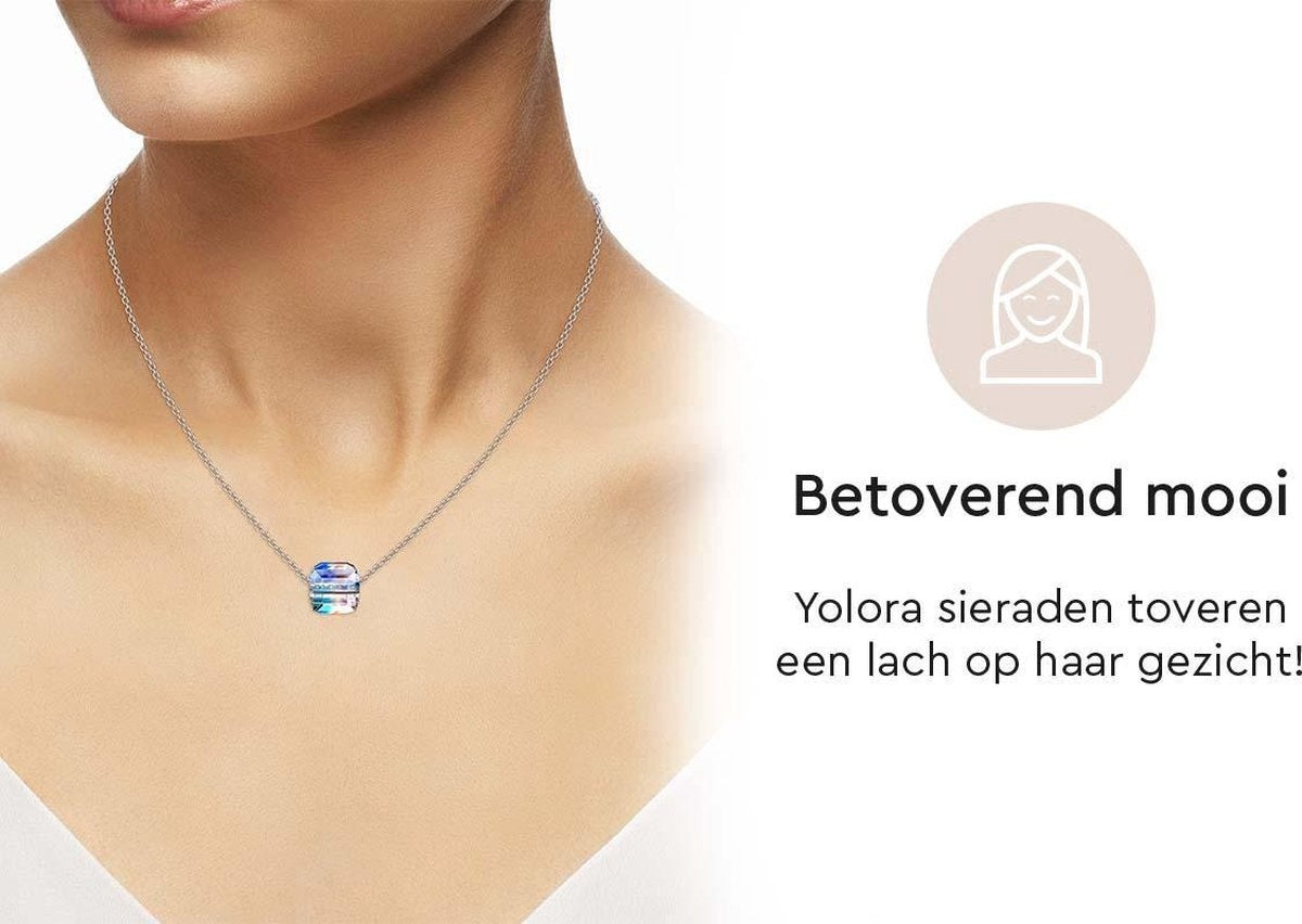 Yolora Collier pour femme avec pendentif en cristal Kalpa Camaka - Couleur argent - Plaqué or blanc 18K - Emballé - Cadeau de fête des mères