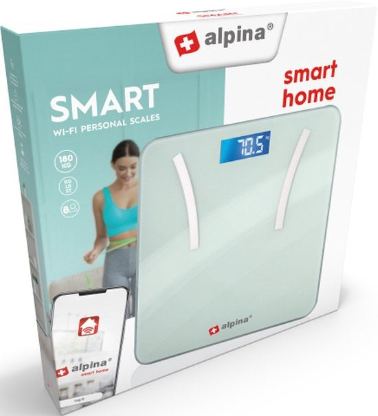 alpina Smart Home - Pèse-personne intelligent - avec analyse corporelle - incluant le poids, le pourcentage de graisse et la masse musculaire - avec application - jusqu'à 8 utilisateurs