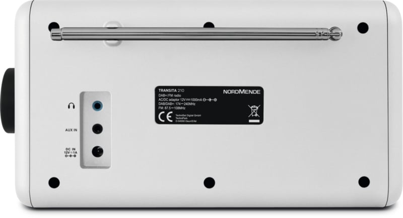 Nordmende Transita 210 Radio stéréo DAB+ et FM avec Bluetooth - Rechargeable et portable - Blanc - 24 x 13 x 6 cm