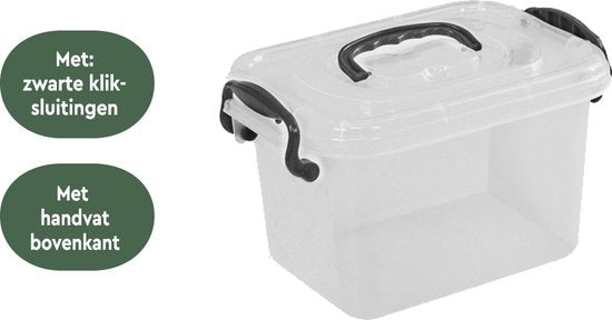 Boîte de rangement BRASQ 6 litres - Lot de 3 - Boîte de rangement en plastique - Transparente - Bac de rangement - Boîte de rangement avec couvercle
