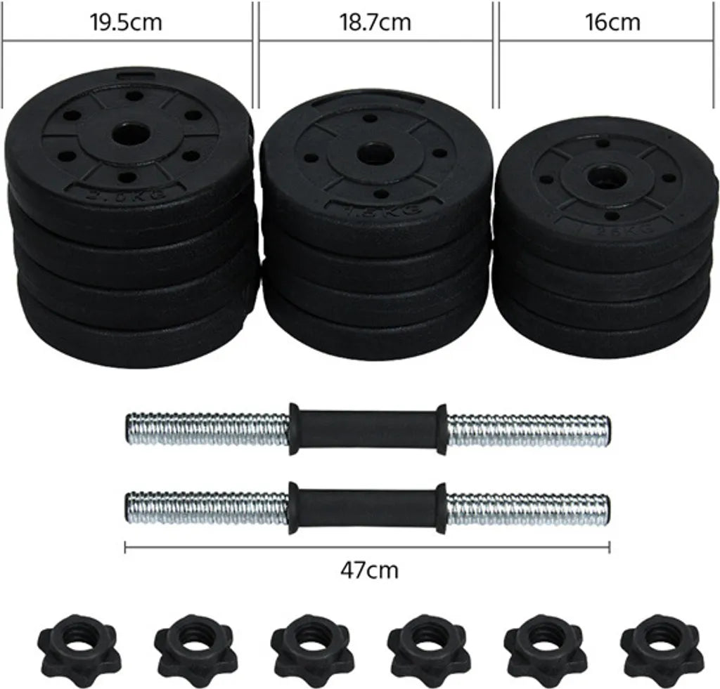 Yaheetech : lot d'haltères réglables 20 kg - 2 haltères avec poignées antidérapantes - Noir