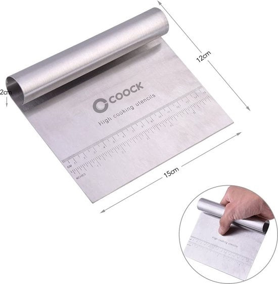 COOCK - Grattoir à pâte en acier inoxydable - Grattoir à pâte - Coupe-légumes - Couteau à pizza - Coupe-pâte - Grattoir pour gâteaux et tartes