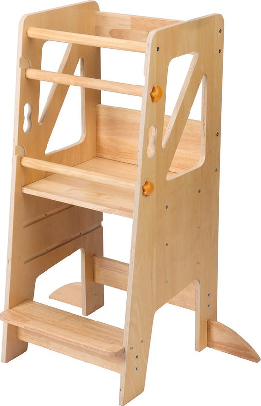 Sunny Liv Leertoren Naturel – Accessoire de cuisine en bois d’inspiration Montessori – Tour de cuisine réglable pour enfants – Jouet sûr et éducatif