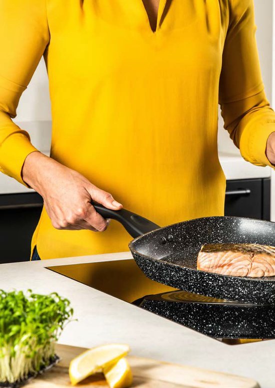 Westinghouse Poêle à griller - Ø 28 cm - Induction - Sans PFOA - Marbre noir