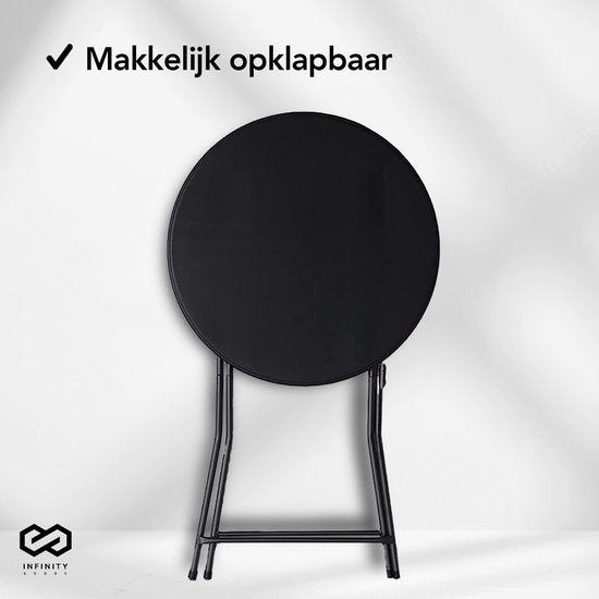Infinity Goods Sturdy Black Stand Table - Table de fête - Robuste et résistante aux intempéries - Pliable - 80cm x 110cm - Fête - 1 pièce - Noir