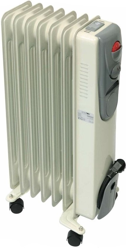Deski Radiateur électrique à huile avec 7 pales - Chauffage - 1500 W - Blanc