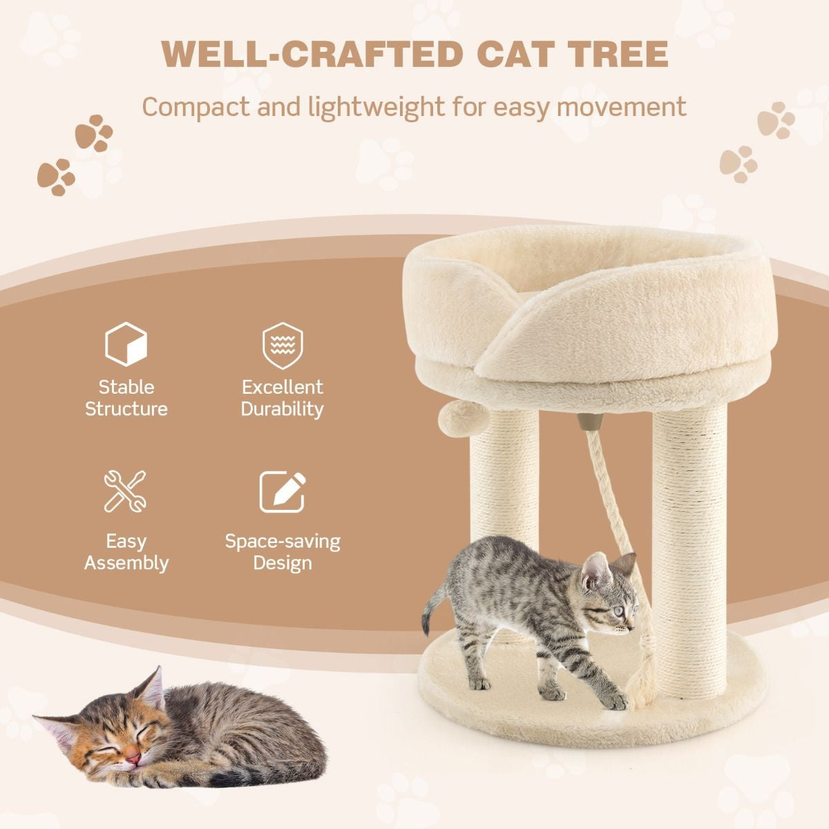 Arbre à chat Coast Cat Tree griffoir pour chat avec chaise douce tour sistal pour chat beige
