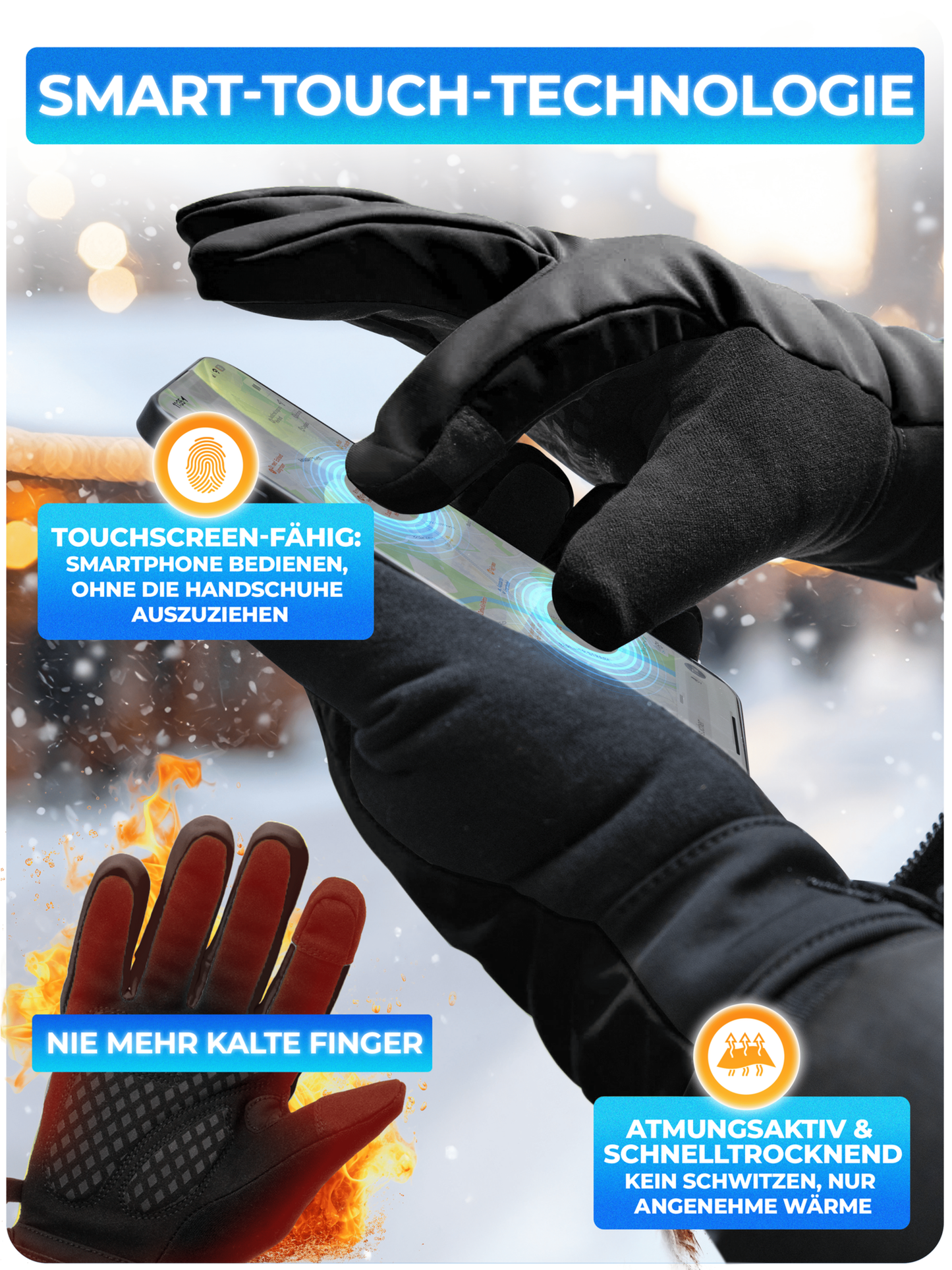 Gants d'hiver Mivelo - Noir - Taille L - Avec 3M™ Thinsulate™ & Thermo-Fleece