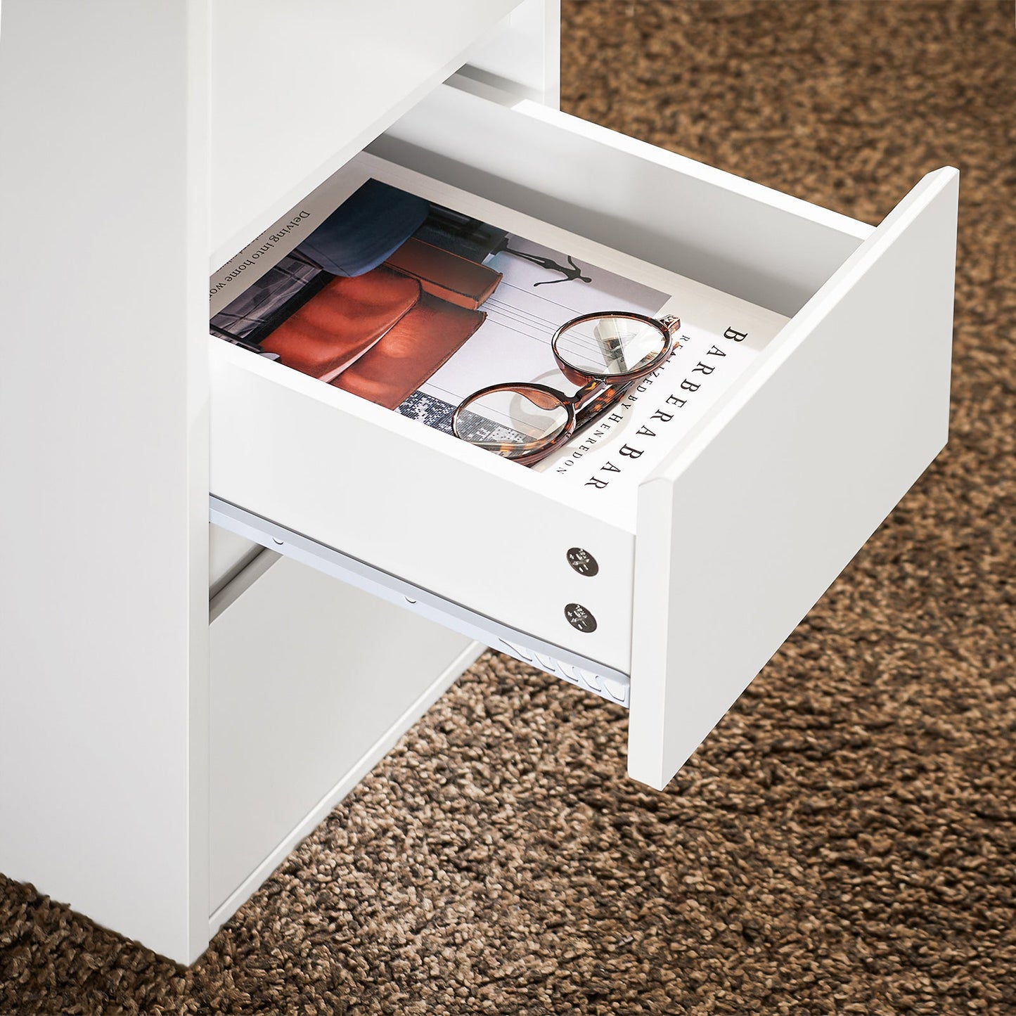 SoBuy FBT144-W Table d'appoint / Table de chevet / Table banc - Blanc - 30x60x60 cm - Table de rangement compacte avec 3 tiroirs et compartiment vertical