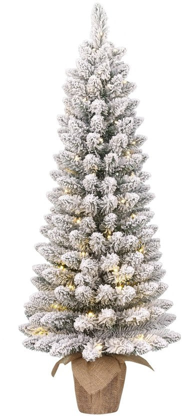 Black Box Trees Gerlos : sapin de Noël en toile de jute, vert givré, 30 L, TIPS 70, à piles et avec minuterie - h75xd36cm