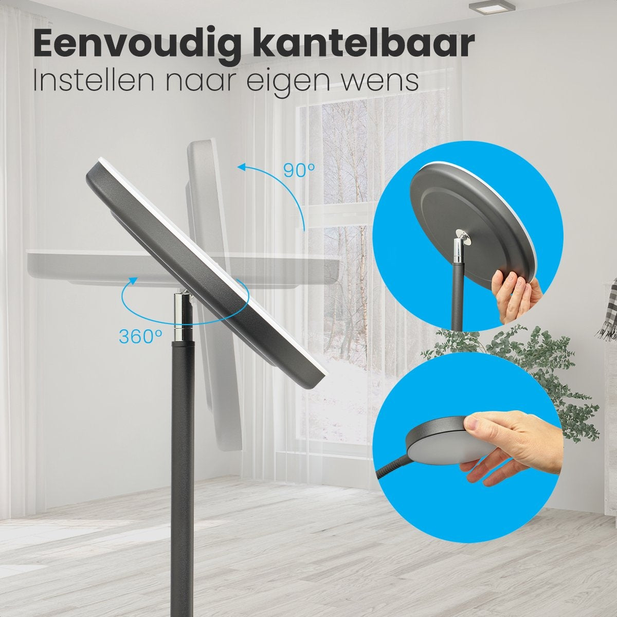 Lampadaire LED moderne Auronic -Lampadaire sur Pied - 181cm - LED -Super Lumineux - télécommande - chambre salon - Noir
