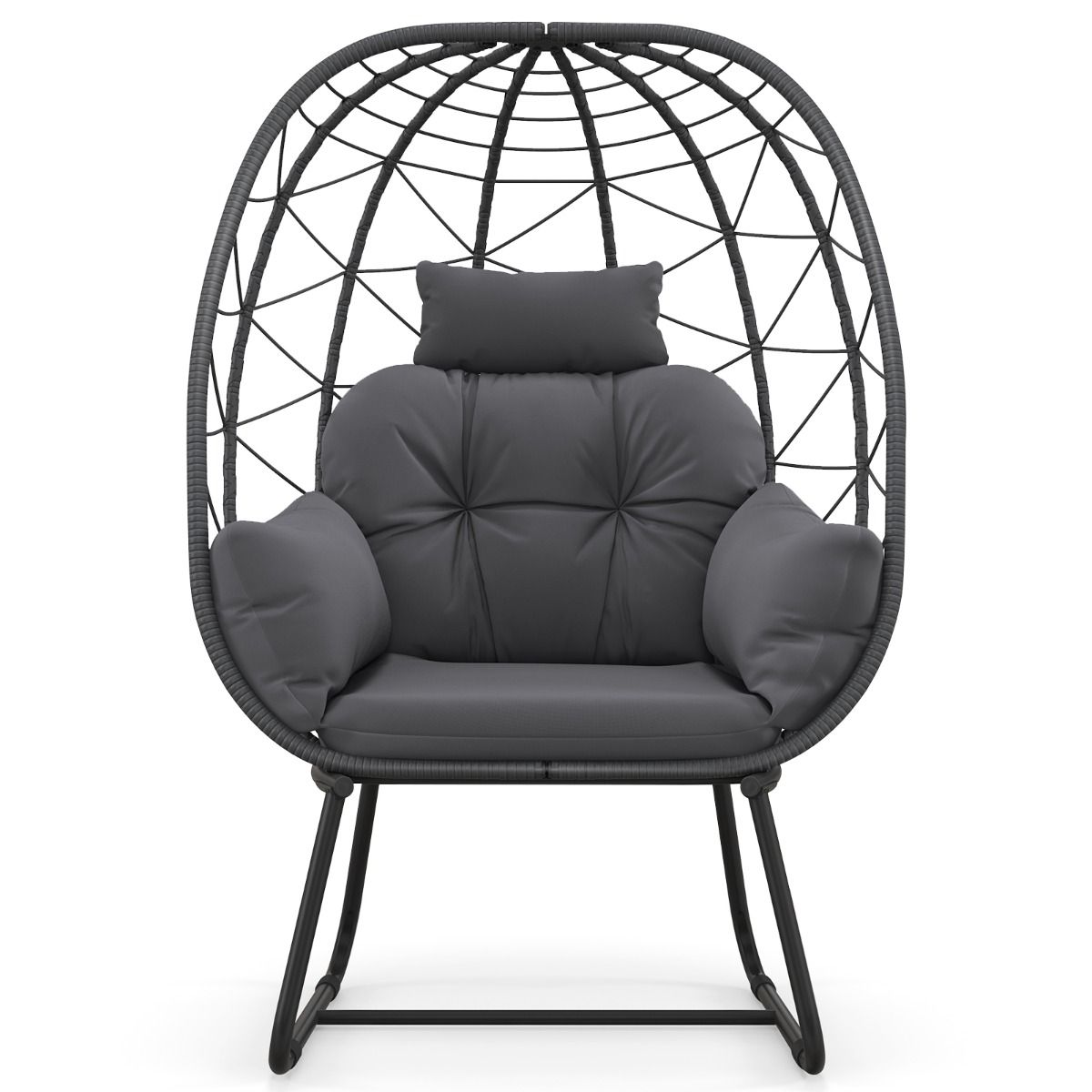 Fauteuil de détente Coast Rotan - forme ovale surdimensionnée - coussin amovible - gris