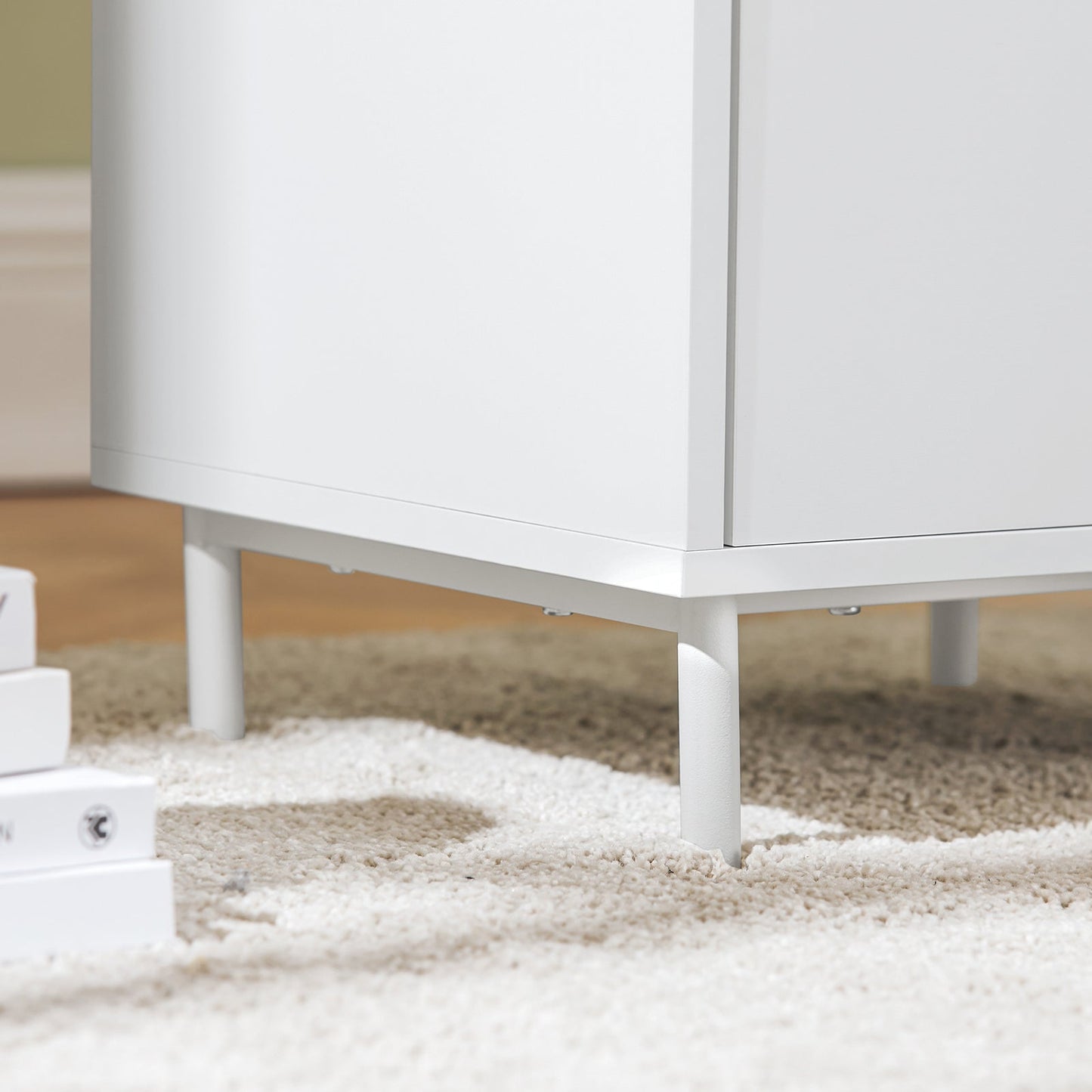 SoBuy Sideboard FBT124-W - Avec porte et compartiment ouvert - 40 x 35 x 57 cm - Blanc