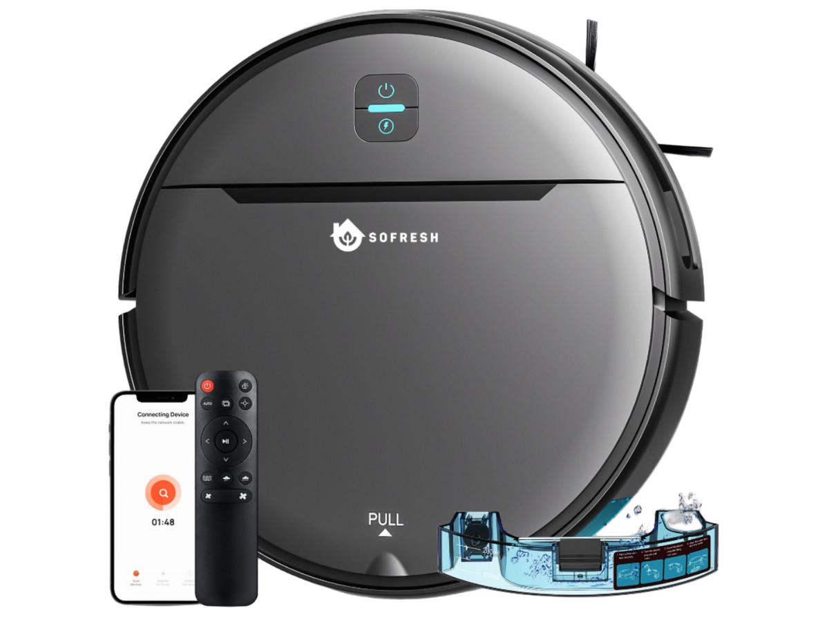Aspirateur robot SoFresh - Puissance d'aspiration de 6 000 Pa - Noir
