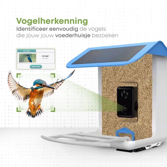 Quadrupède - Mangeoire à oiseaux - Niche à oiseaux avec caméra - Reconnaissance des oiseaux par l'IA - 1080 HD - Audio