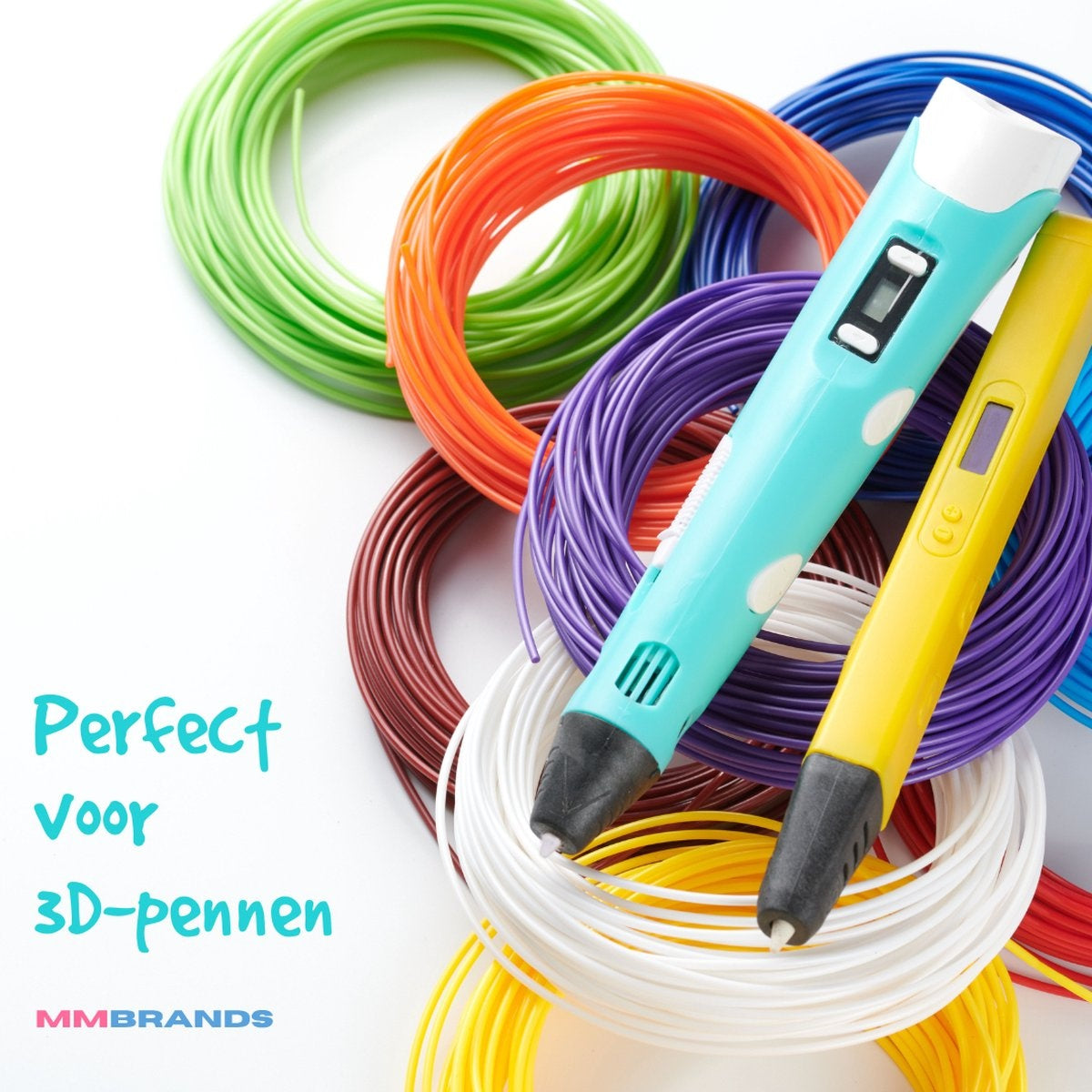 MM Brands 3D Pen Refills - Filament PLA & ABS - 10 couleurs - 100 mètres - Recharge pour stylo 3D - Convient à tous les stylos 3D