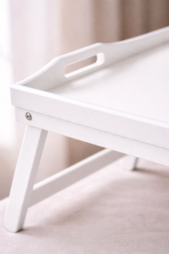 Plateau de petit-déjeuner au lit Ceruzo – Table de lit pliable en bambou 50 x 30 cm – Blanc