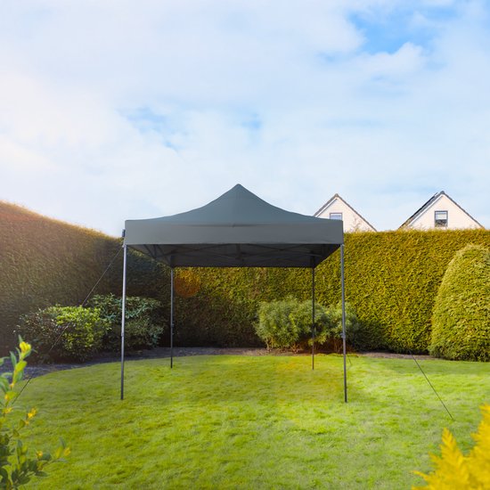 VONROC Party Tent - 3x3 m - Premium easy-up Party Tent - Modular Design - Pliable - Imperméable - Structure en acier - 50+ UV Protection - Sac de rangement inclus - Gris