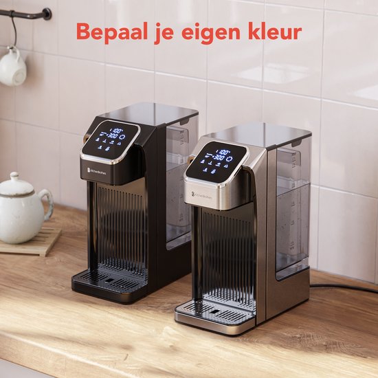 KitchenBrothers Distributeur d'eau chaude - Robinet d'eau chaude - 40-100°C - 100/150/200/250/300/350/400 ml - Bouilloire instantanée - 2.7L - Noir