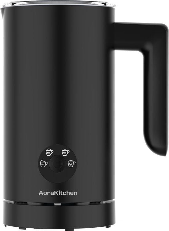 Mousseur à lait AoraKitchen - 300 ml - Mousseur à lait - Acier inoxydable - Électrique - 4-en-1 - Revêtement antiadhésif - 500 W