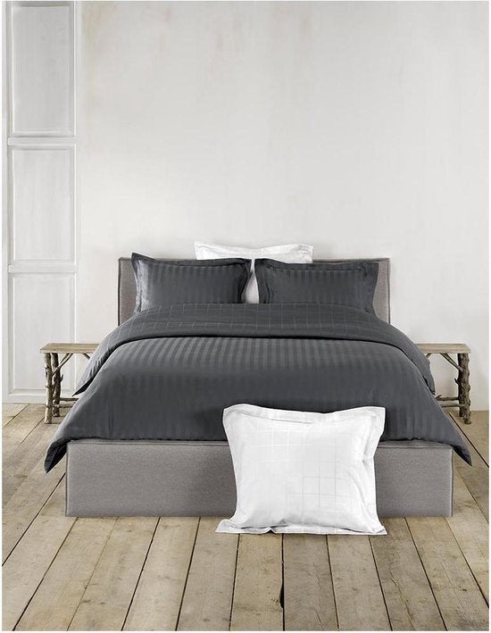 Housse de couette De Witte Lietaer en satin de coton Zygo - Lit jumeaux - 240 x 220 cm - Noir