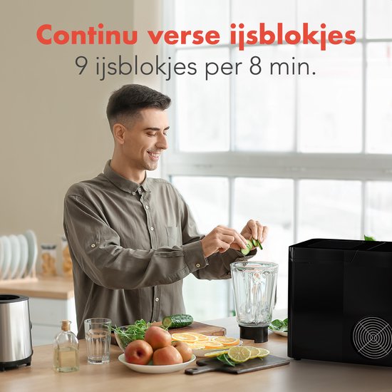 KitchenBrothers - 2.1L - Machine à glaçons - 15kg/24 heures - Portable - Machine à glaçons - Fonction auto-nettoyante - Noir