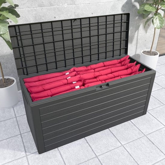 Deuba Storage Box Anthracite 120 x 46 x 57cm - Extérieur - Convient pour la terrasse, le balcon et le jardin