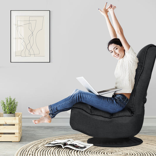 Coast Relax Armchair Floor Chair - Pivotant, pliable, Max. 150 KG - 59 x 75 x 83 cm - tissu/fer - noir