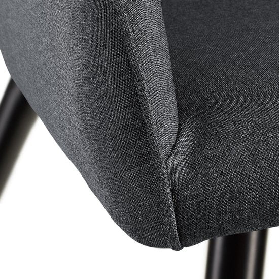 tectake® - Chaise Marilyn Linen Look - chaises de salle à manger - sièges baquets - gris foncé / noir - 403672