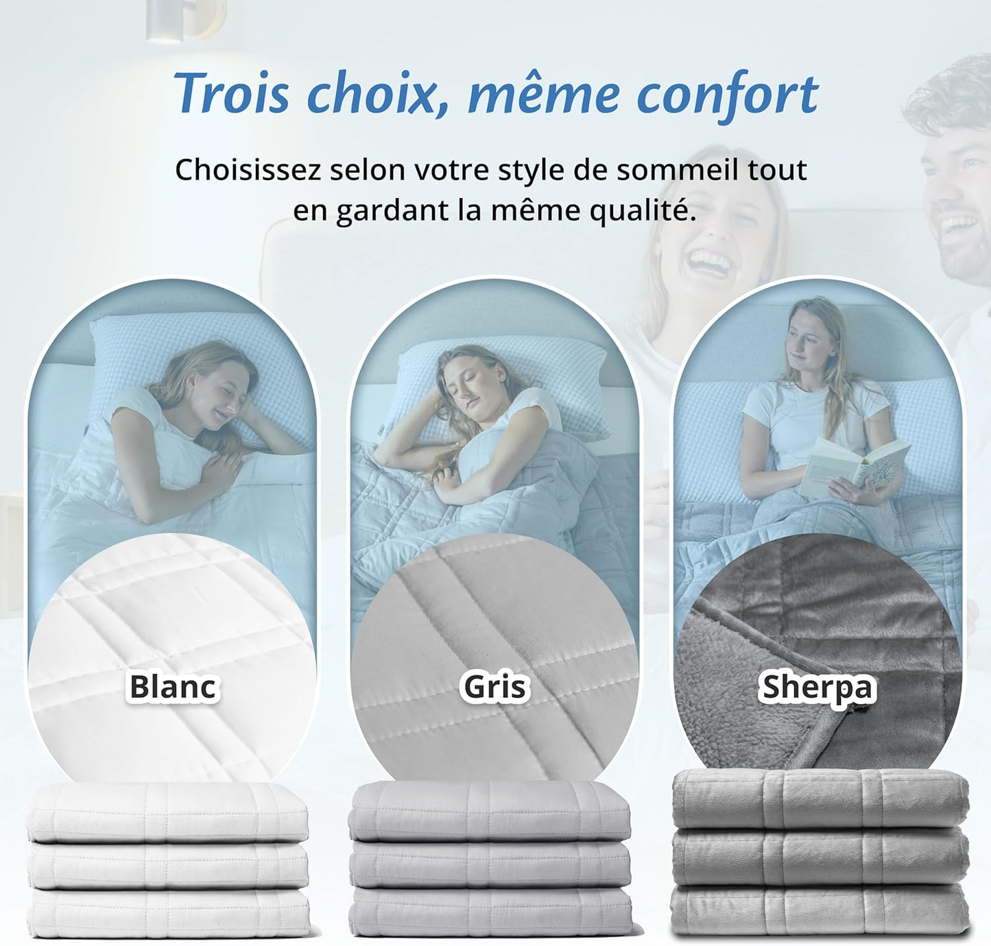 Couverture d'alourdissement Ella - 13kg - 200 x 200cm - Coton OEKO-TEX - Gris clair